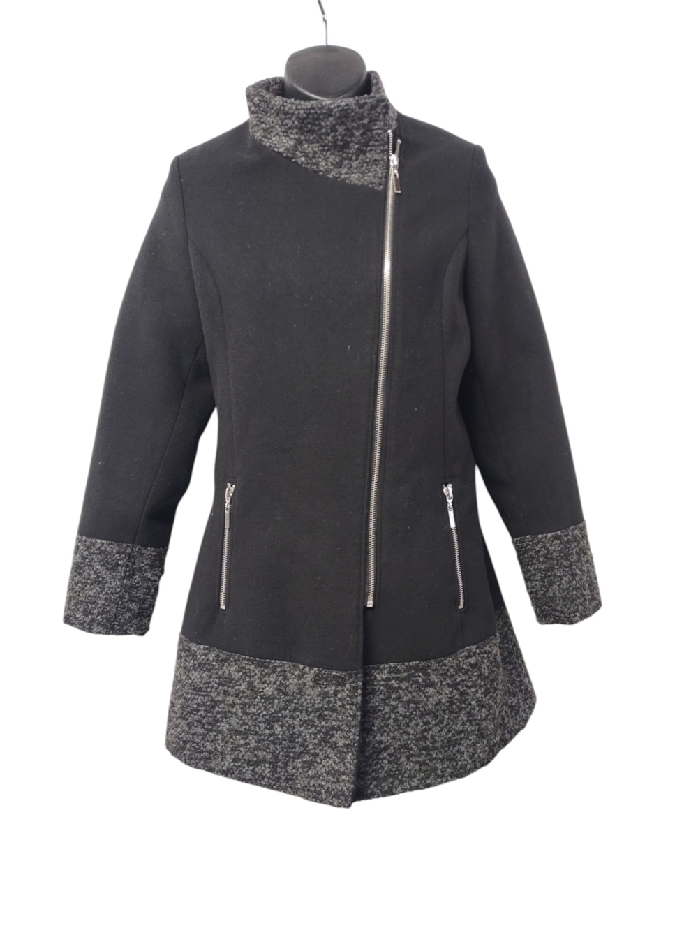 Tailored by Rothschild Women's Black Pea Coat Zip Front Jacket  Size 14